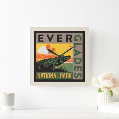 Everglades National Park  Florida Square Wall Clock