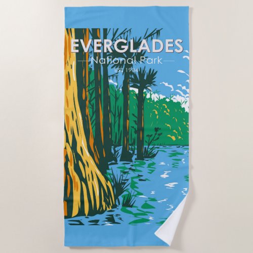  Everglades National Park Florida Vintage Beach Towel