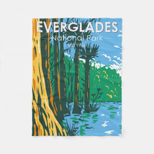  Everglades National Park Florida Vintage Fleece Blanket