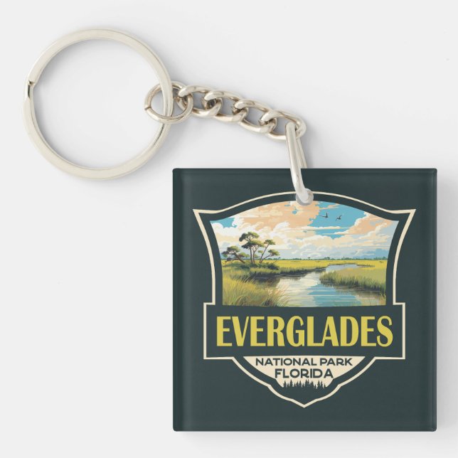 Everglades National Park Illustration Travel Art Keychain (Front)