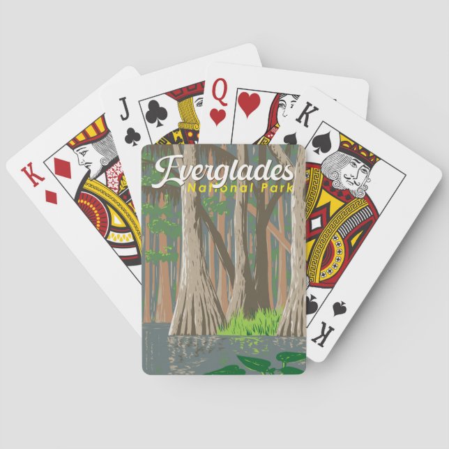 Everglades National Park Illustration Travel Art Poker Cards (Back)