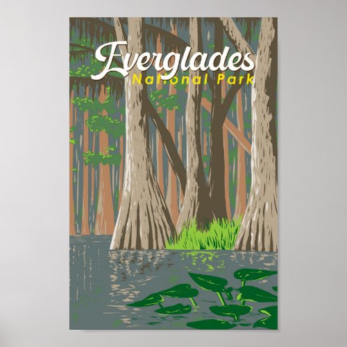 Everglades National Park Illustration Travel Art Poster