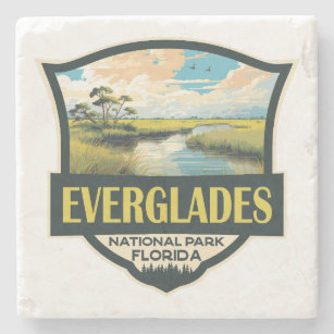 Everglades National Park Illustration Travel Art Stone Coaster
