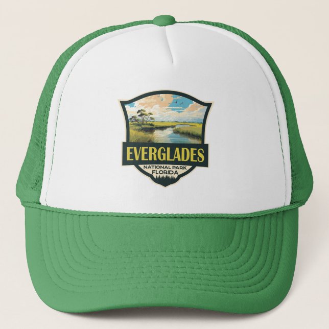Everglades National Park Illustration Travel Art Trucker Hat (Front)