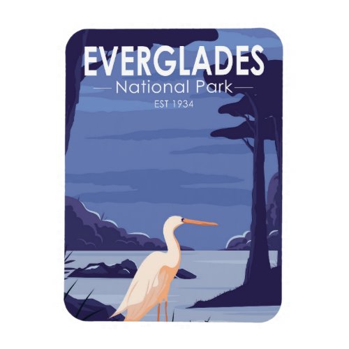 Everglades National Park Night Egret Vintage  Magnet
