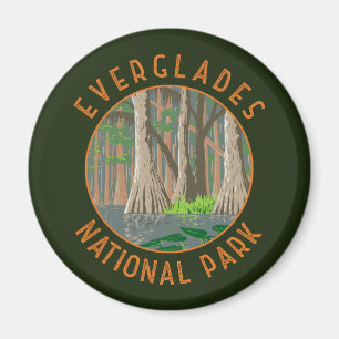 Everglades National Park Retro Distressed Circle Magnet