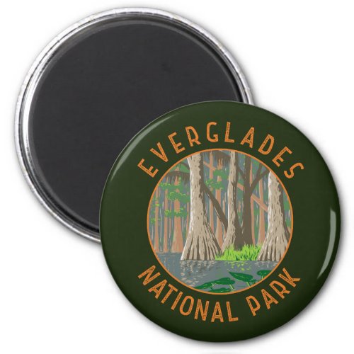Everglades National Park Retro Distressed Circle Magnet