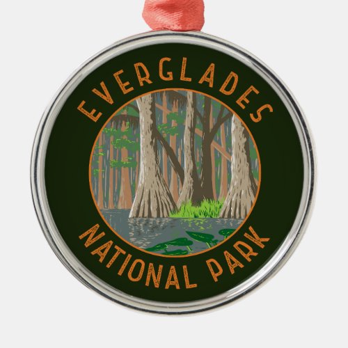 Everglades National Park Retro Distressed Circle Metal Ornament