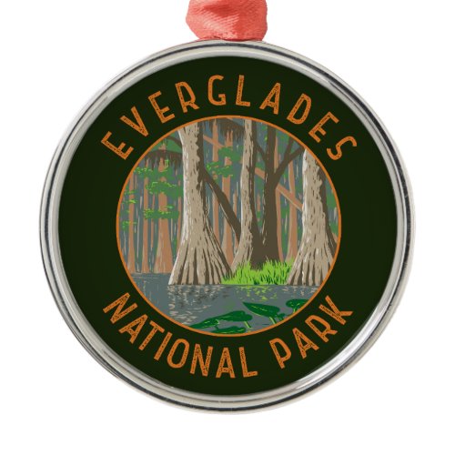 Everglades National Park Retro Distressed Circle Metal Ornament
