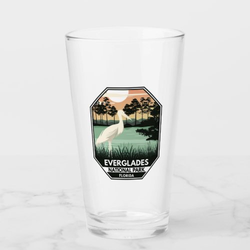 Everglades National Park Sunset Egret Vintage Glass