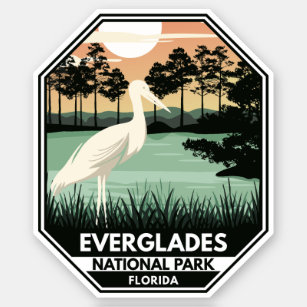 Everglades National Park Sunset Egret Vintage Sticker