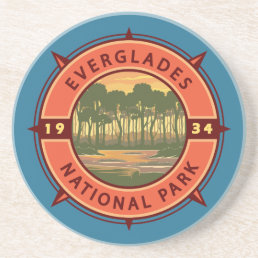 Everglades National Park Sunset Retro Compass  Coaster
