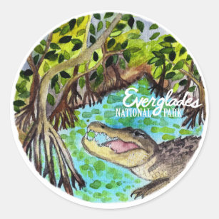 Everglades National Park watercolor Classic Round Sticker