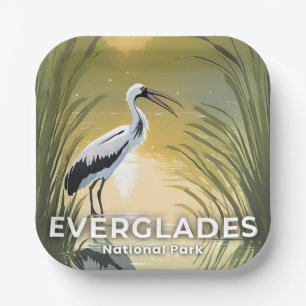 Everglades National Park   Watercolor Stork Paper Plates