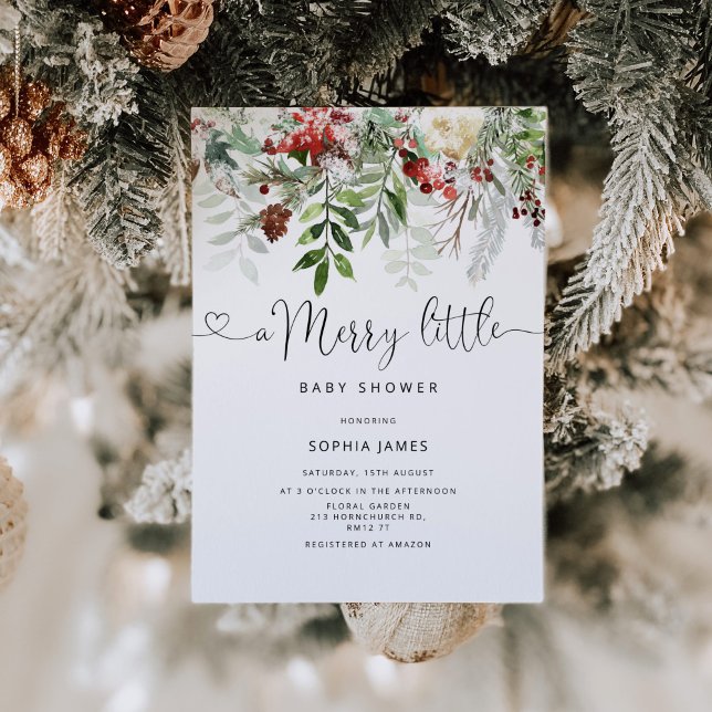 Evergreen A merry little baby shower Invitation (Creator Uploaded)