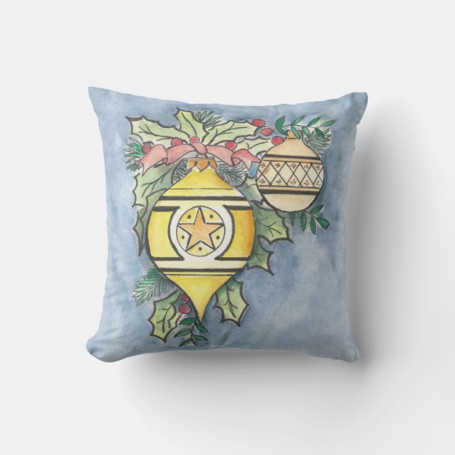 Evergreen and Gold I design on a Throw Pillow (Front)