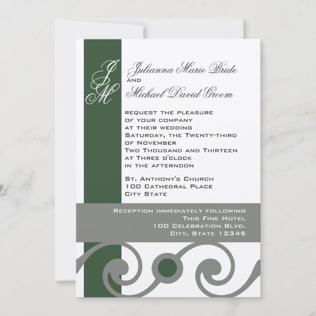Evergreen and gray invitation (Front)