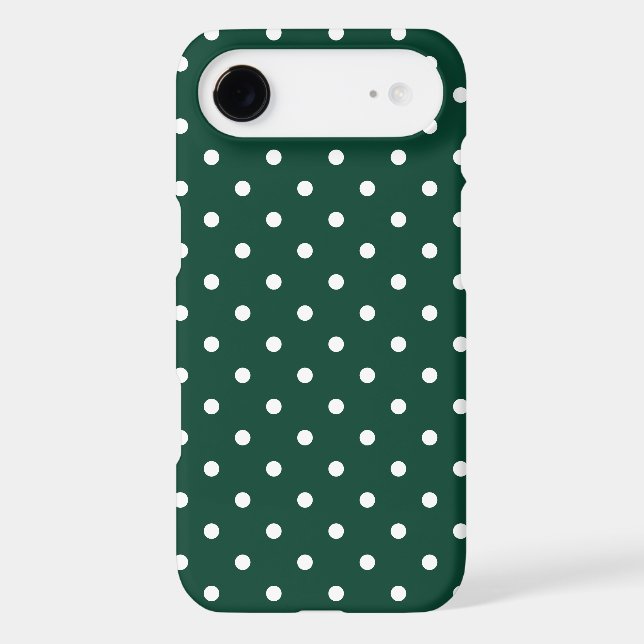 Evergreen and White Polka Dots Modern iPhone Case (Back)