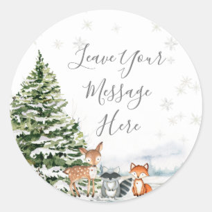 Evergreen Animal Winter Love Your Message Here Classic Round Sticker