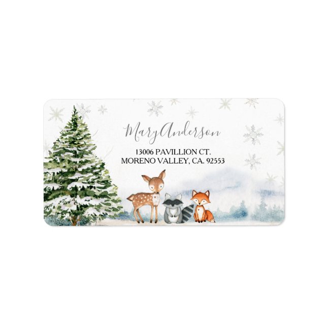 Evergreen Animal Winter Onederland Address Label (Front)