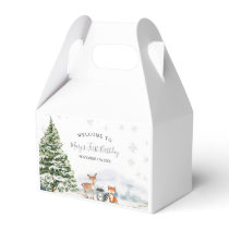 Evergreen Animal Winter Onederland Birthday Favor Boxes