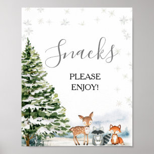 Evergreen Animal Winter Onederland Snacks Sign