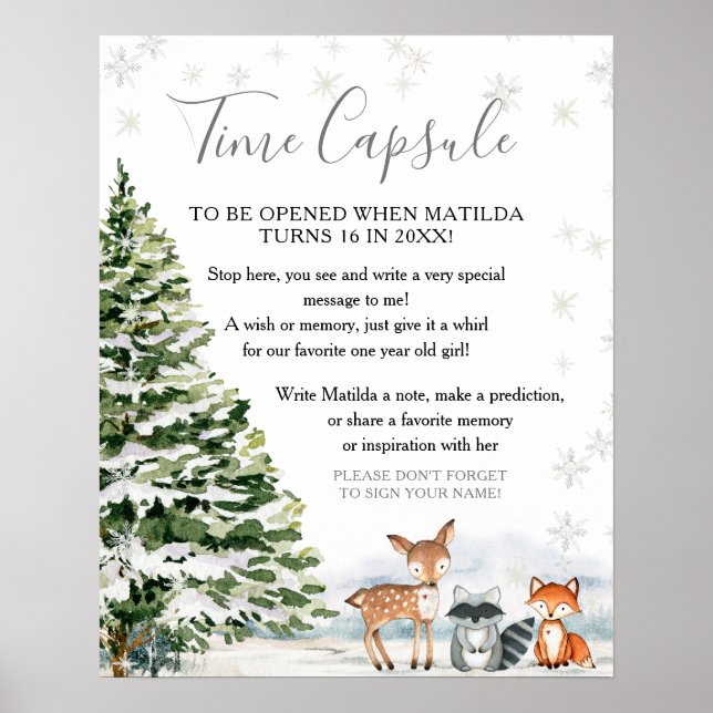 Evergreen Animal Winter Onederland Time Capsule Poster (Front)