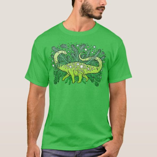Evergreen Apatosaurus Festive Dinosaur T_Shirt