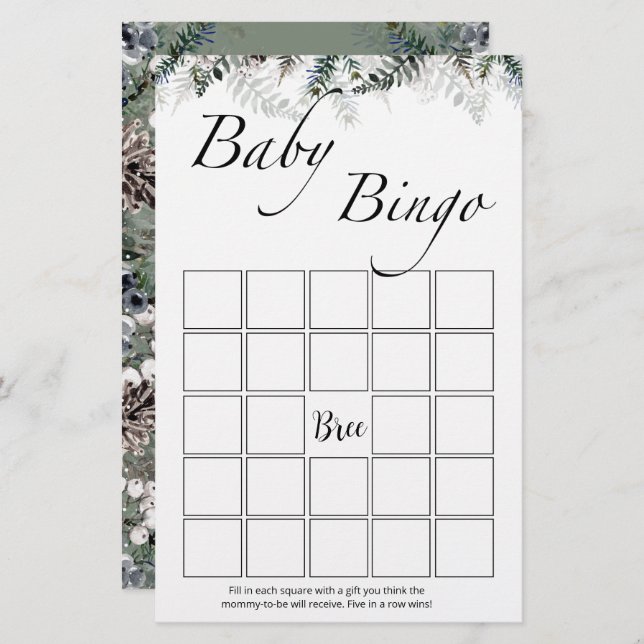 Evergreen baby bingo game (Front/Back)