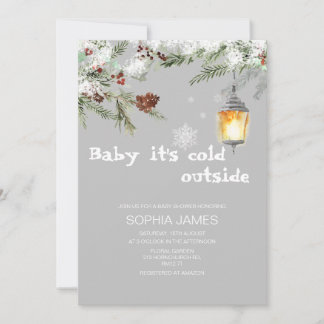 Evergreen Baby it's cold outside baby shower  Invitation