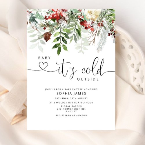  Evergreen Baby its cold outside baby shower Invitation