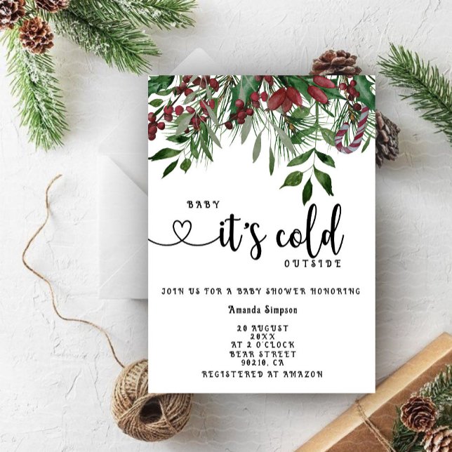 Evergreen Baby it's cold outside baby shower  Invitation (Creator Uploaded)