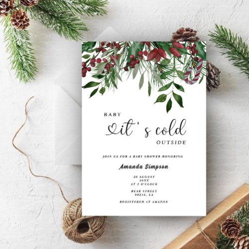 Evergreen Baby its cold outside baby shower Invitation