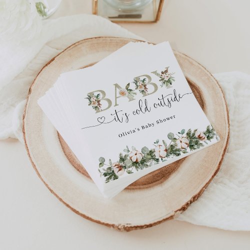 Evergreen baby its cold outside baby shower napkins