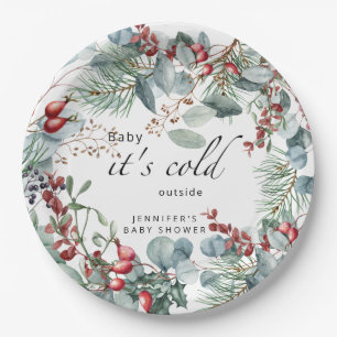 Evergreen Baby its cold outside baby shower Paper Plates