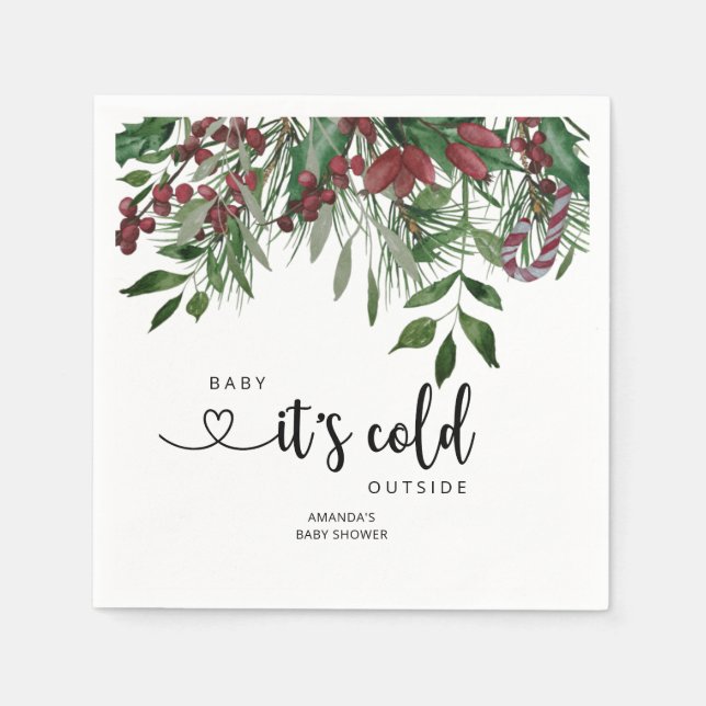 Evergreen Baby it's cold outside Napkins (Front)