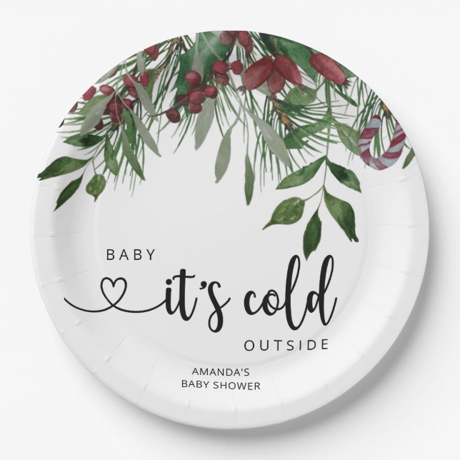 Evergreen Baby it's cold outside Paper Plates (Front)