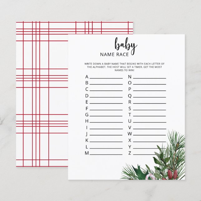 Evergreen Baby name race game (Front/Back)