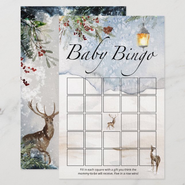 Evergreen baby Shower baby bingo game (Front/Back)