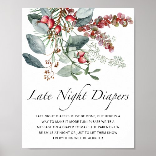 Evergreen Baby Shower Late night diapers game  Poster