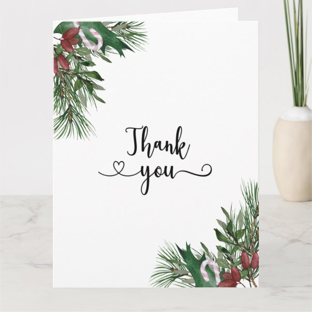Evergreen baby shower thank you  card (Front)