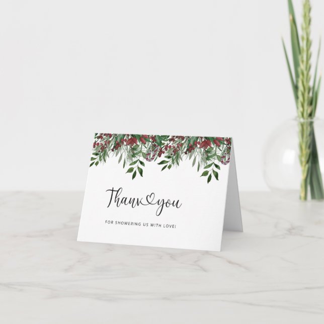 Evergreen baby shower thank you  card (Front)
