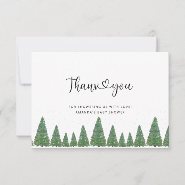 Evergreen baby shower thank you  card (Front)