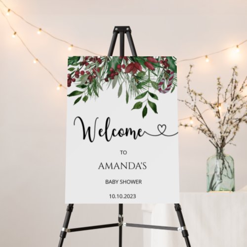 Evergreen baby shower welcome foam board