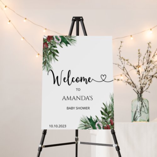 Evergreen baby shower welcome foam board