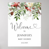 Evergreen baby shower welcome poster