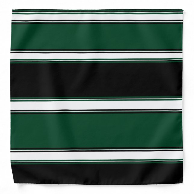Evergreen Black and White Alt Striped Bandana (Front)