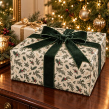 Evergreen Botanical Christmas Wrapping Paper