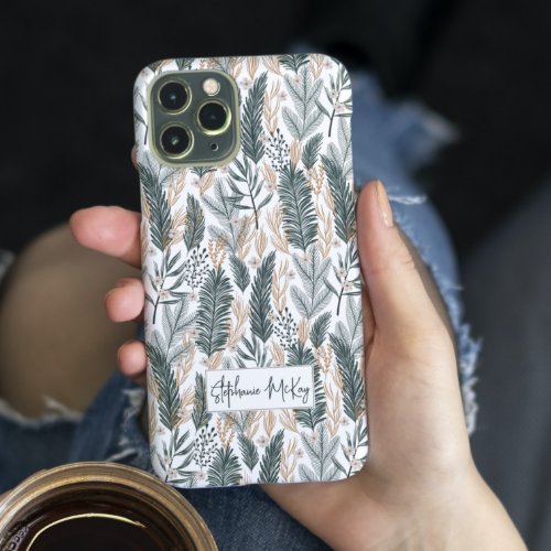 Evergreen botanical pattern personalized Case_Mate iPhone 14 case
