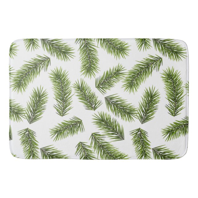 Evergreen Branch Pattern  Bath Mat (Front)